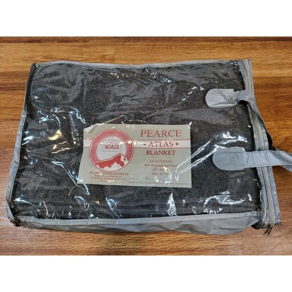 Vintage Woolrich Pearce‎ Atlas Blanket Gray Size 42x62 80/20 Blend